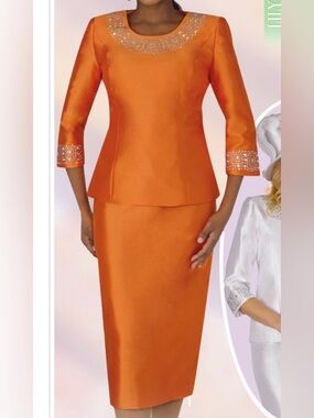 Lily and Taylor 2 piece women’s suit.   Size 22. Orange new with tags.